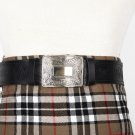 Traditional Scottish Leather Black Kilt Belt -Masonic Celtic Embossing - Free Buckle Size 50