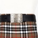 Traditional Scottish Leather Black Kilt Belt -Rampant Loin Celtic Embossing - Free Buckle Size 34