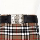Traditional Scottish Leather Black Kilt Belt -Rampant Loin Celtic Embossing - Free Buckle Size 50