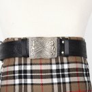 Traditional Scottish Leather Black Kilt Belt -Trinity Knot Celtic Embossing - Free Buckle Size 30
