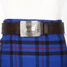 Traditional Scottish Leather Brown Kilt Belt -Masonic Celtic Embossing - Free Buckle Size 46