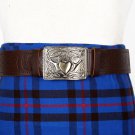 Traditional Scottish Leather Brown Kilt Belt -Thistle Celtic Embossing - Free Buckle Size 32