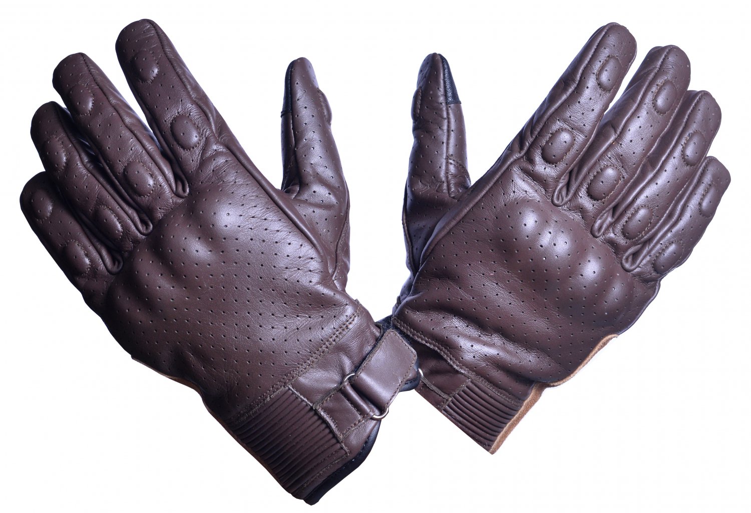 MOTOR-BIKE RACING Safety GLOVES Genuine Leather Brown Color Size L