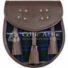Premium - Brown Leather - Blue Douglas Tartan - Scottish DAY SPORRAN
