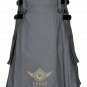Men Scottish Working Two Cargo Pockets Grey Utility KILT Deluxe KILTS 100% Cotton