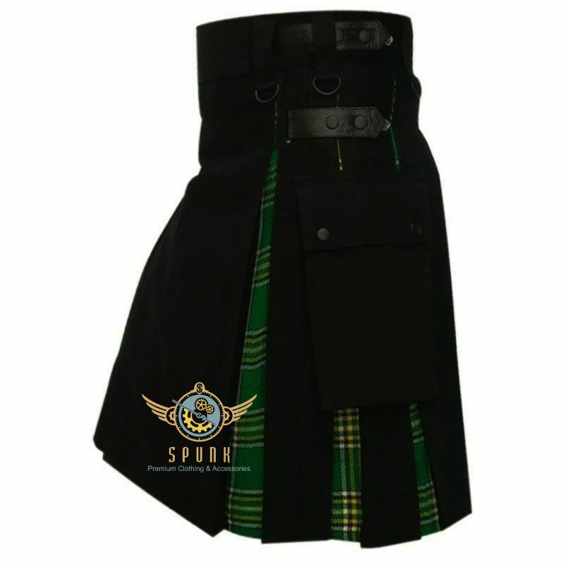 Handmade IRISH Hybrid Cotton and Tartan Scottish UTILITY KILT For Men