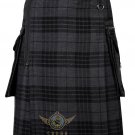 Gothic / Punk Rock Grey Watch Tartan Utility Kilt For Men Scottish Utility Kilt