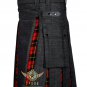 Premium - Black Denim & Wallace Tartan - Hybrid UTILITY KILTS For Men