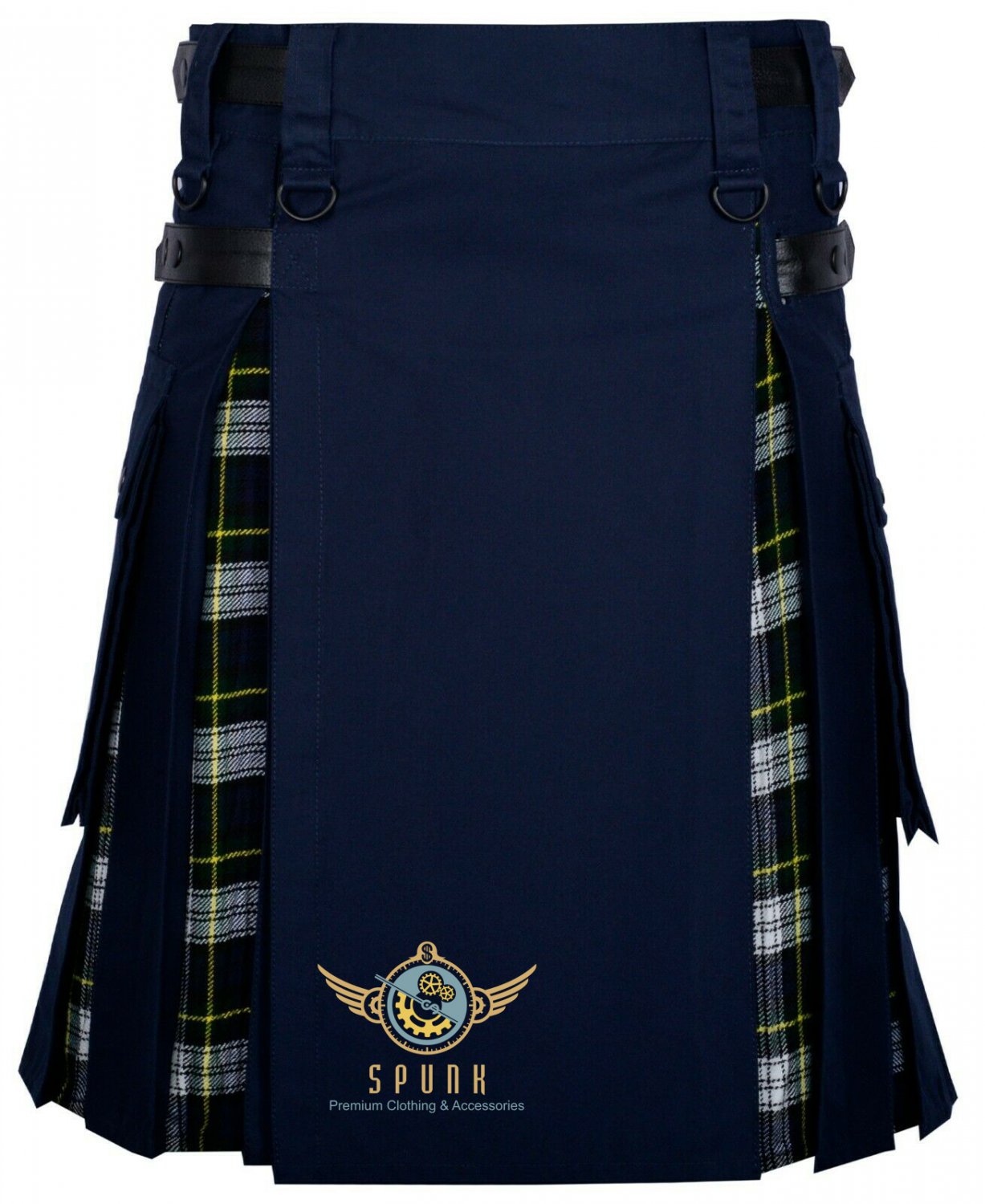 Scottish Dress Gordon Tartan Navy Blue Cotton Hybrid UTILITY KILT For Men