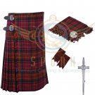 8 Yard Traditional Scottish Kilt For Men MacDonald Tartan- Free Accessories