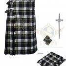 8 Yard Traditional Scottish Kilt For Men Dress Gordon Tartan- Free Accessories