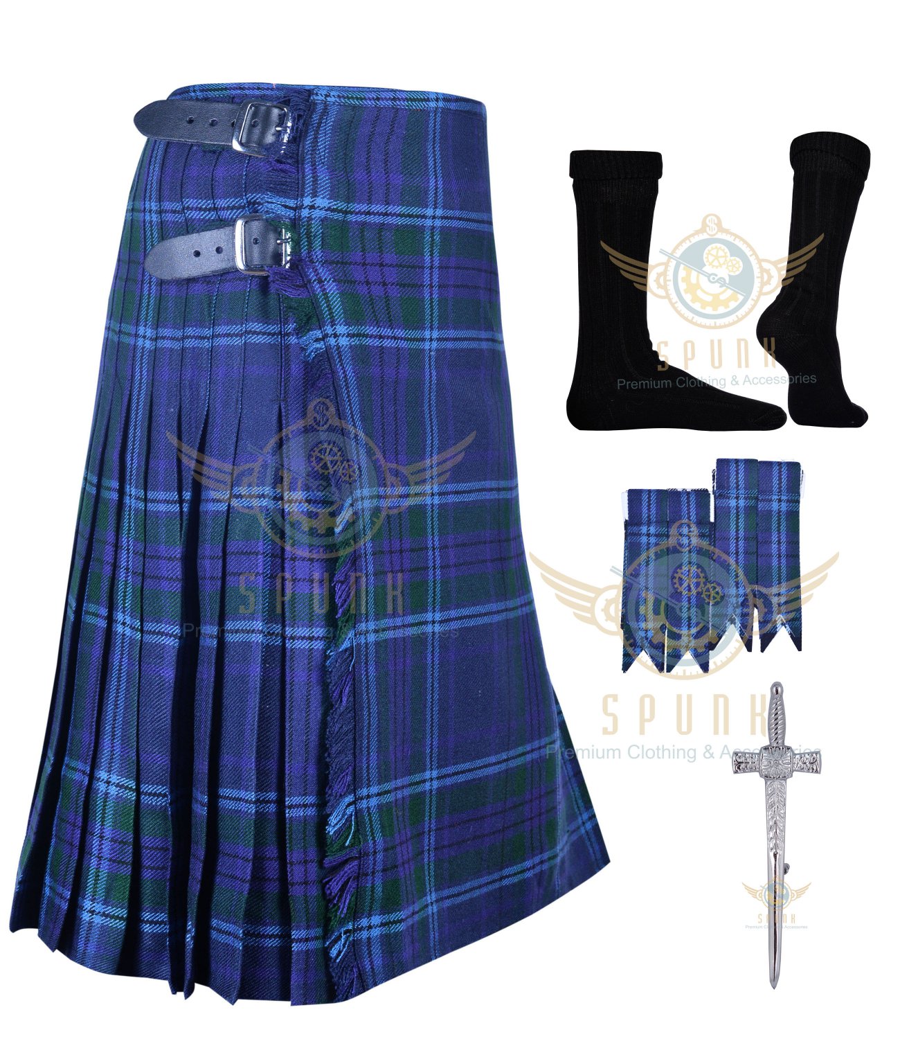 Mens Scottish 8 Yard KILT Traditional 8 yard Spirit Of Scotland KILT & Accessories