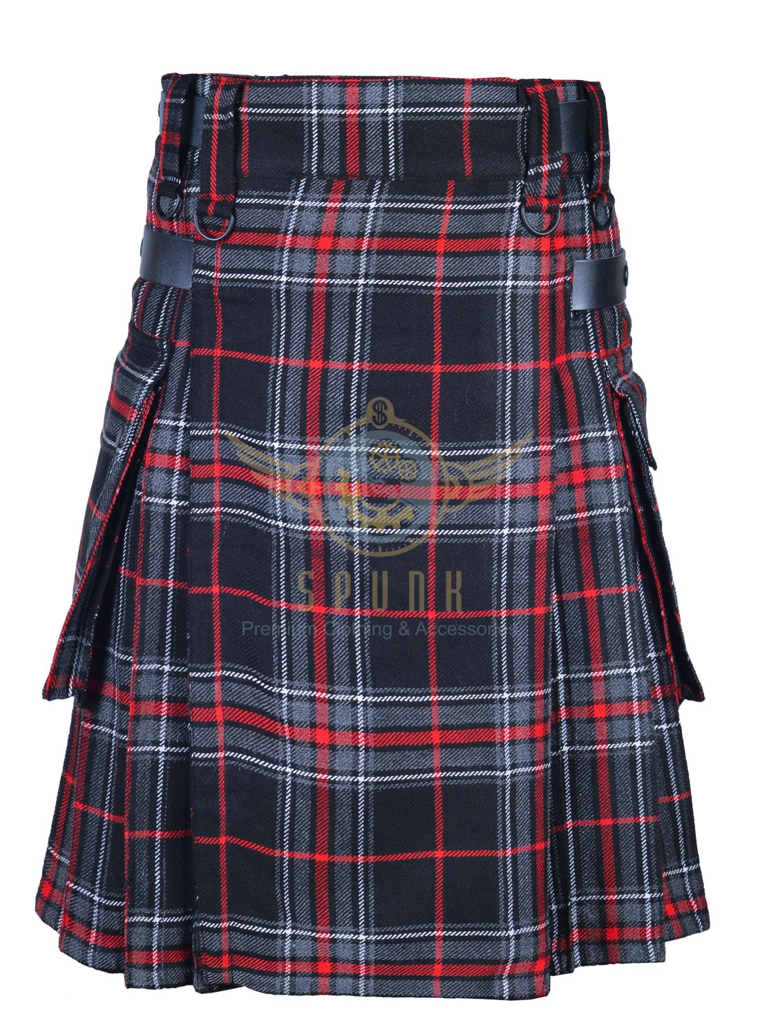 Scottish Mens Modern Utility Kilt Two Cargo Pockets Kilt Spirit Of Bruce Tartan 8649