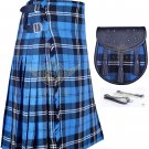 Scottish 8 Yard TARTAN KILT Highland Traditional Kilt Ramsey Blue Hunting with free Sporran