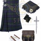Mens Scottish 8 Yard KILT Traditional 8 yard KILT Black Watch Tartan & Free Accessories