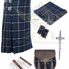 Mens Scottish 8 Yard KILT Traditional 8 yard KILT Blue Douglas & Free Accessories Mens Scottish 8 Yard KILT Traditional 8 yard KILT Blue Douglas & Free Accessories