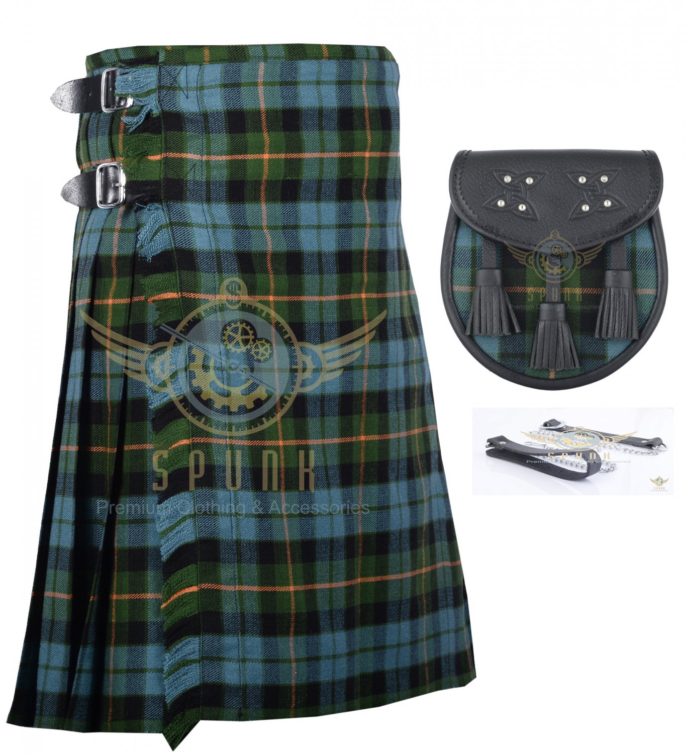 Scottish 8 Yard KILT Men's Gunn Ancient Highland Traditional Kilt with ...