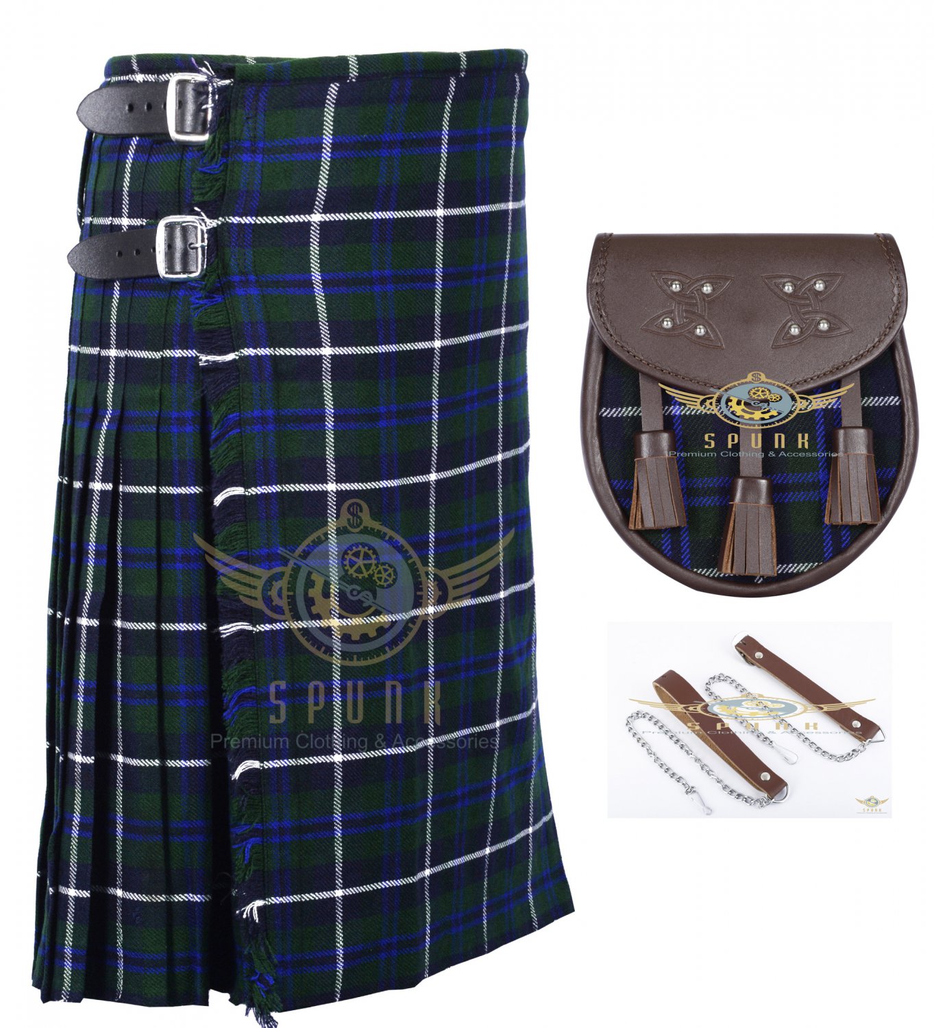 Scottish 8 Yard KILT Mens Highland Traditional Kilt Blue Douglas with ...