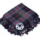 Scottish Traditional Spirit of Bruce Tartan Kilt FLY PLAID & Brooch -Fly plaid Size (48 X 48)