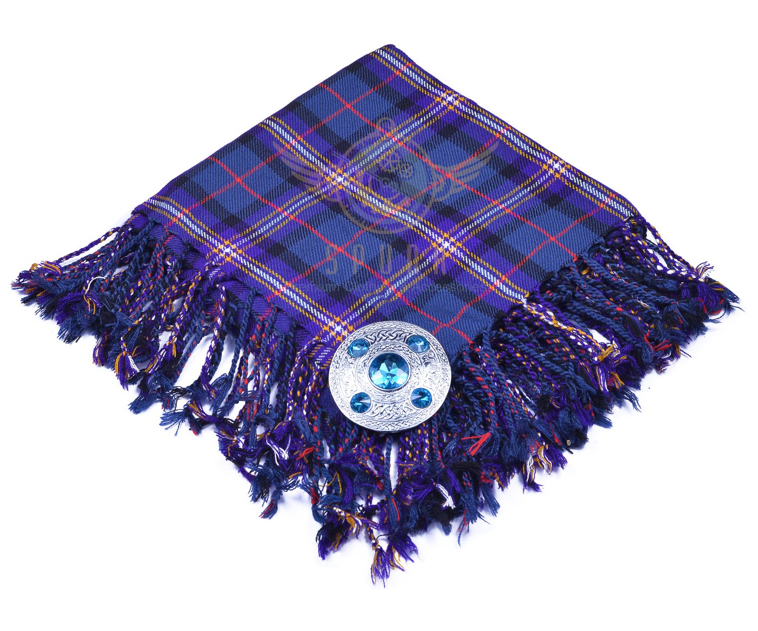 Scottish Traditional Masonic Tartan Kilt FLY PLAID & Brooch -Fly plaid Size (48 X 48)