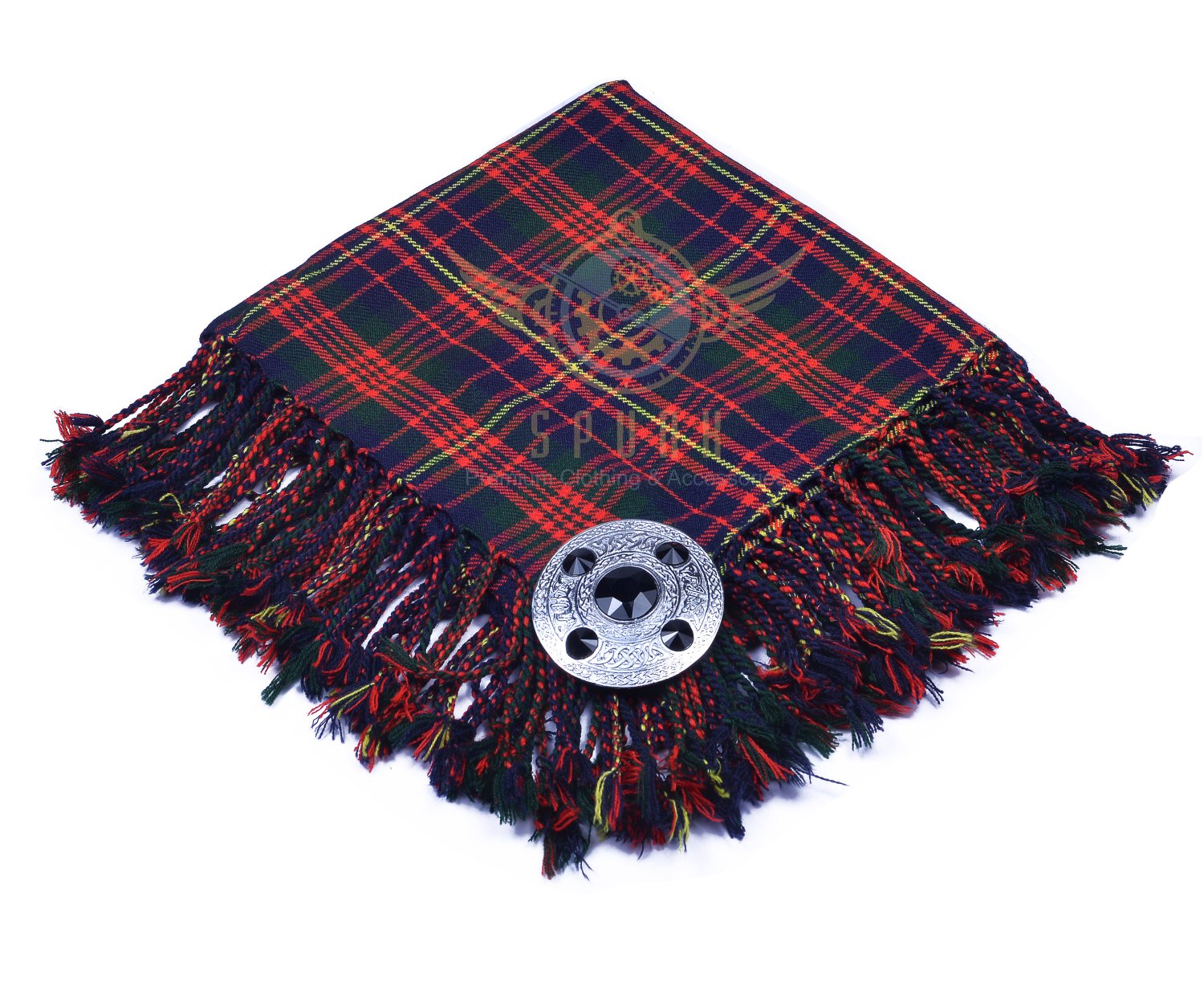 Scottish Traditional Cameron Tartan Kilt FLY PLAID & Brooch -Fly plaid Size (48 X 48)