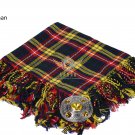 Scottish Traditional Buchanan Tartan Kilt FLY PLAID & Brooch -Fly plaid Size (48 X 48)