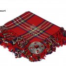 Scottish Traditional Royal Stewart Tartan Kilt FLY PLAID & Brooch -Fly plaid Size (48 X 48)