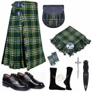 Scottish Traditional Handmade ST Patrick Tartan 8 Yard KILT & Accessories
