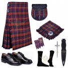 Scottish Traditional Handmade Cameron Tartan 8 Yard KILT & Accessories