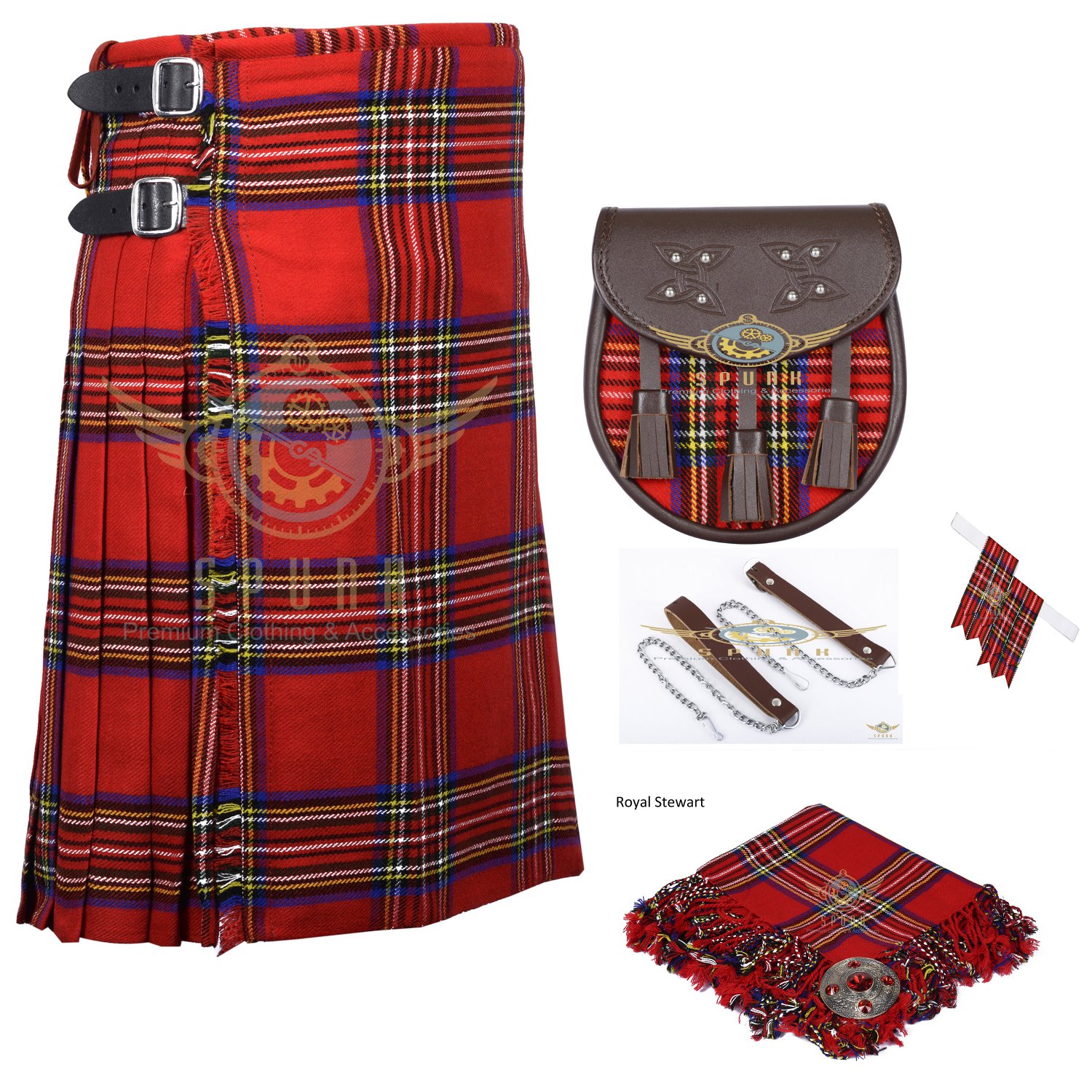 Scottish 8 Yard KILT Traditional 8 yard Tartan KILT Royal Stewart 8 ...