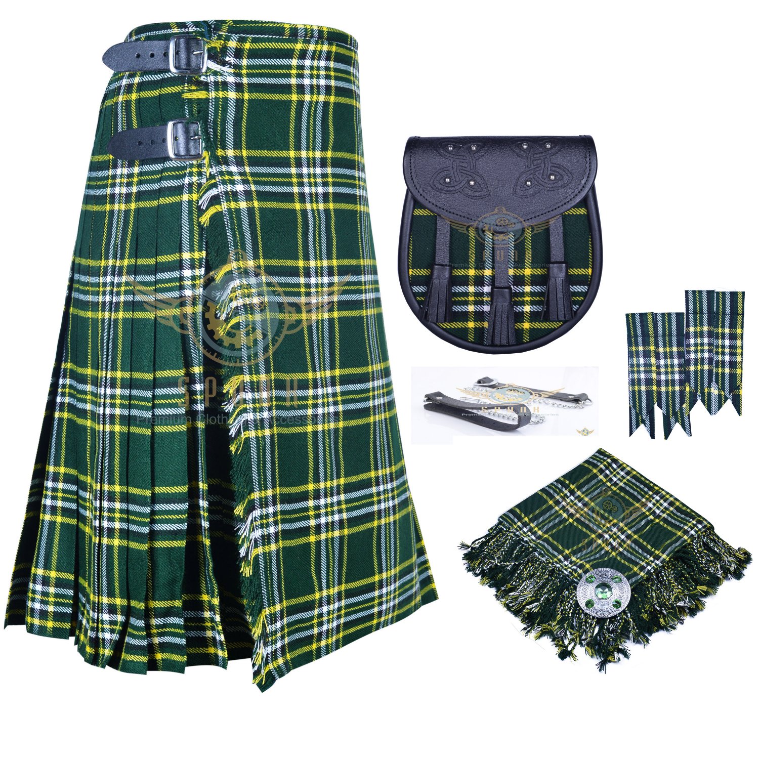 Scottish 8 Yard KILT Traditional 8 yard Tartan KILT st-patrick 8 yard kilt With Accessories