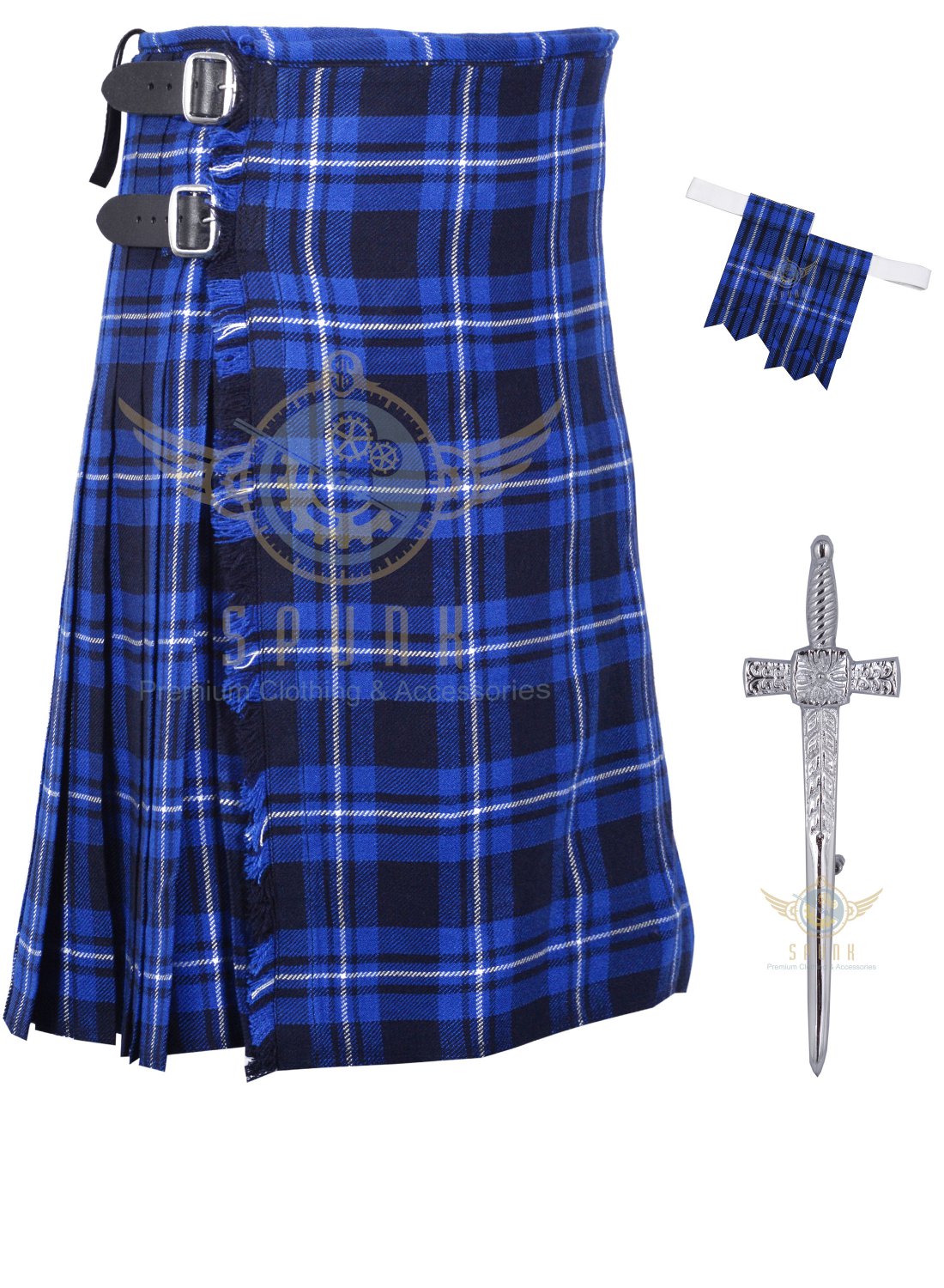 Scottish Ramsey Blue 8 Yard KILT Highland Traditional American Patriot ...