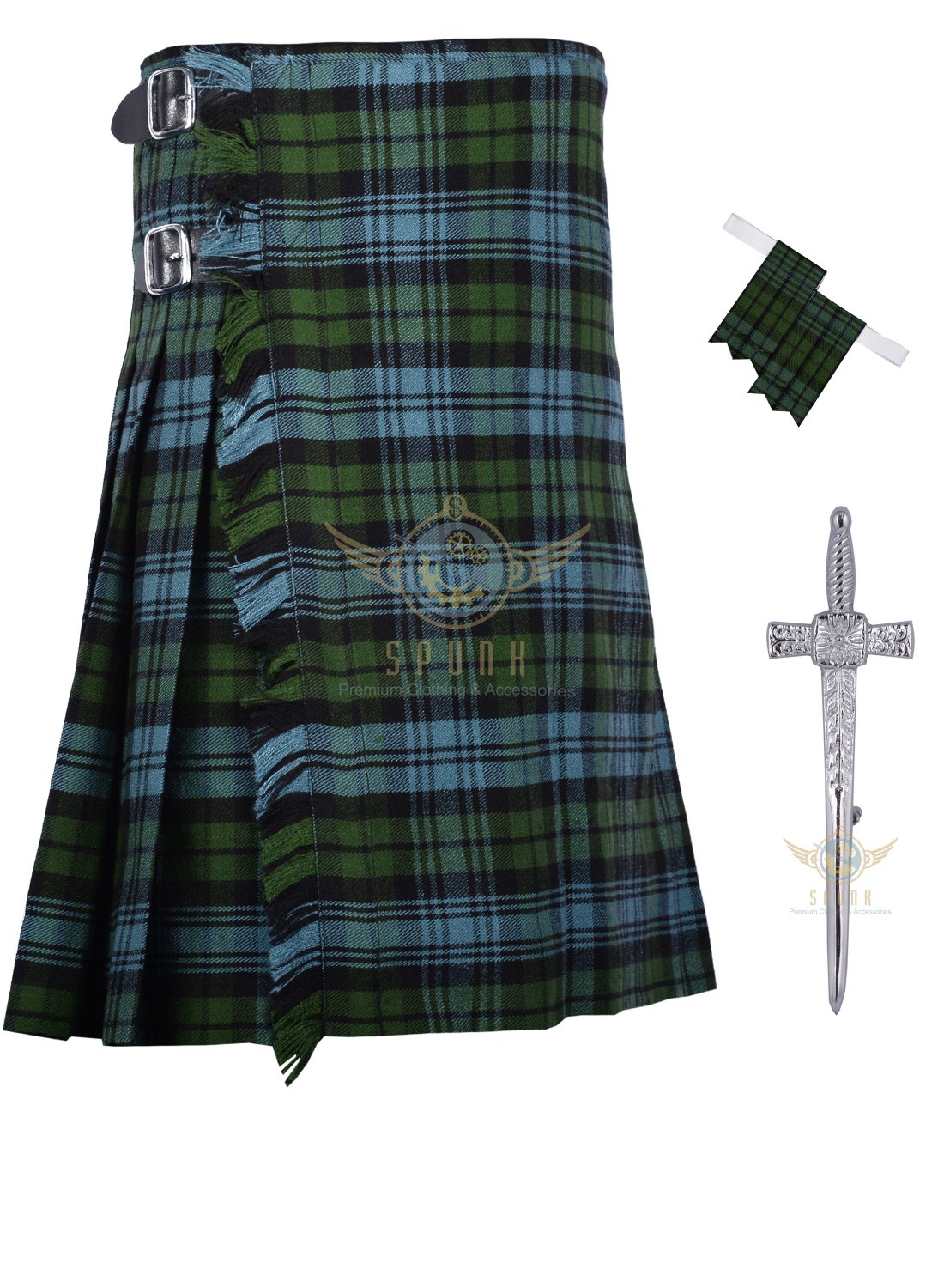 Scottish Campbell Ancient Tartan 8 Yard KILT Highland Traditional 8 ...