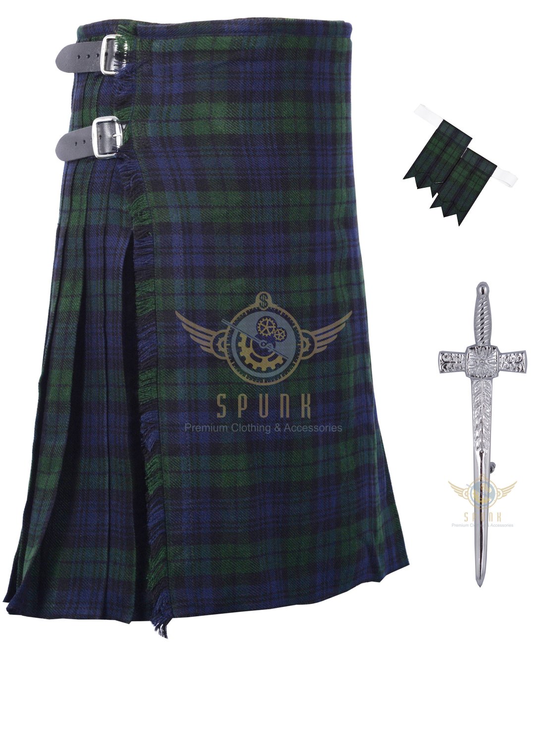 Men's Scottish Black Watch Tartan 8 Yard KILT Highland Traditional 8 ...