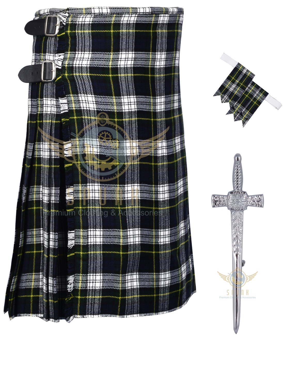 Scottish Dress Gordon Tartan 8 Yard KILT Highland Traditional 8 Yard ...