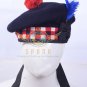 Scottish Highlander Military Piper DICED BALMORAL Bonnet Hat /KILT CAP 100% Wool