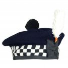 Scottish Military Piper Black & White DICED BALMORAL Bonnet Hat/kilt Caps 100% Wool
