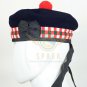 Scottish Military Piper Red Green & White DICED BALMORAL Bonnet Hat/kilt Caps 100% Wool