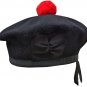 Scottish Highlander Military Piper Black BALMORAL Bonnet Hat /KILT CAP 100% Wool