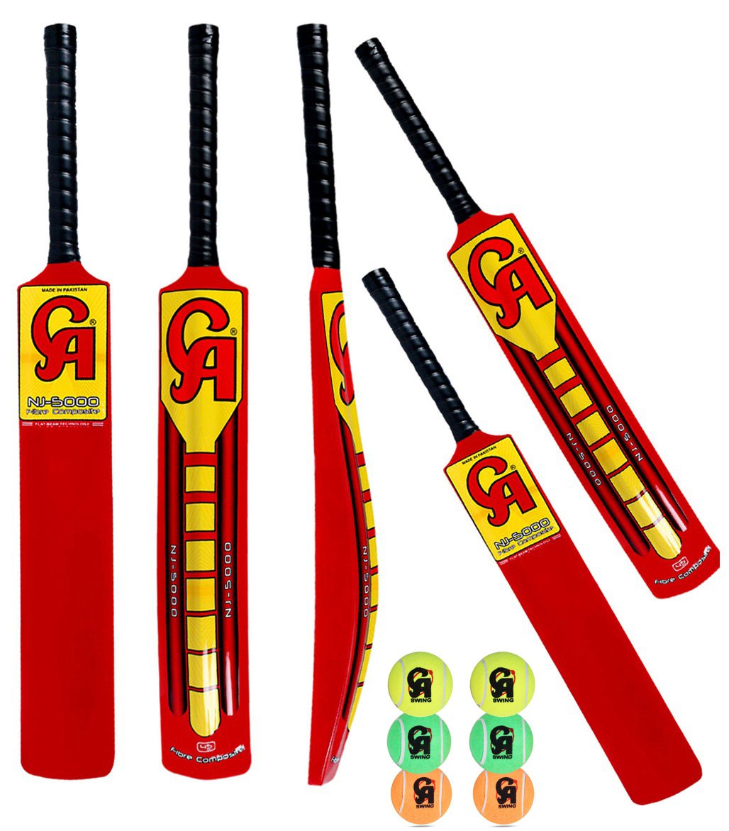 3 x CA NJ5000 Tape Ball Fiber Cricket Bat 38mm (Pack of 3 Bats With 6