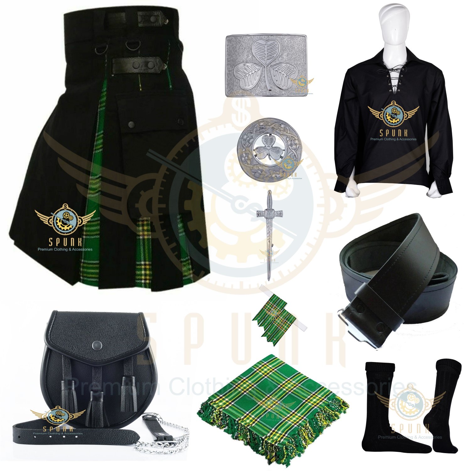 Men's Scottish Irish Hybrid Utility Kilt Cotton & Tartan Kilt set Bundle Offer