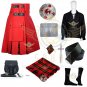 Men's Scottish Wallace Hybrid Utility Kilt Red Cotton & Wallace Tartan Kilt Deal Set