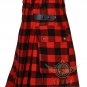 Red & Black Rob Roy Tartan Utility kilt For Men's - 2 Cargo pockets Kilt package