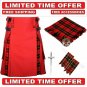 Scottish Wallace Hybrid utility KILT- Red Cotton & Wallace Tartan Utility Kilt Deal Package