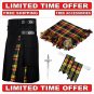 Men's Scottish Buchanan Hybrid utility KILT- Black Cotton & Tartan Utility Kilt Package
