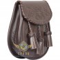 Scottish Kilt Sporran Brown & Black Leather Celtic Embossed Pattern DAY Sporran