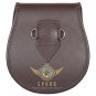 Scottish Kilt Sporran Brown & Black Leather Celtic Embossed Pattern DAY Sporran