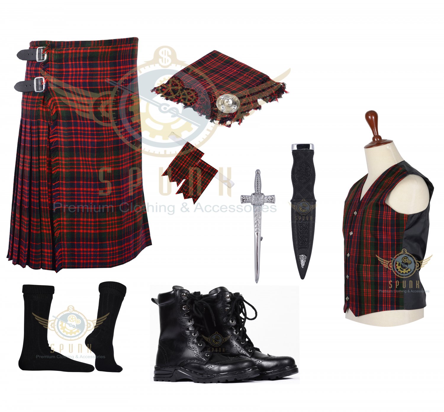 Scottish MacDonald 8 Yard KILT Traditional Tartan KILT - With Free ...