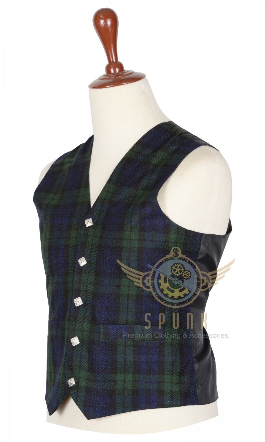 Men's Scottish Black Watch VEST 5 Buttons Vest Acrylic Tartan Vest