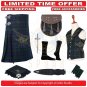 Men's Scottish Traditional Black Watch 8 Yard Kilt TARTAN KILTS Package - 9 Accessories